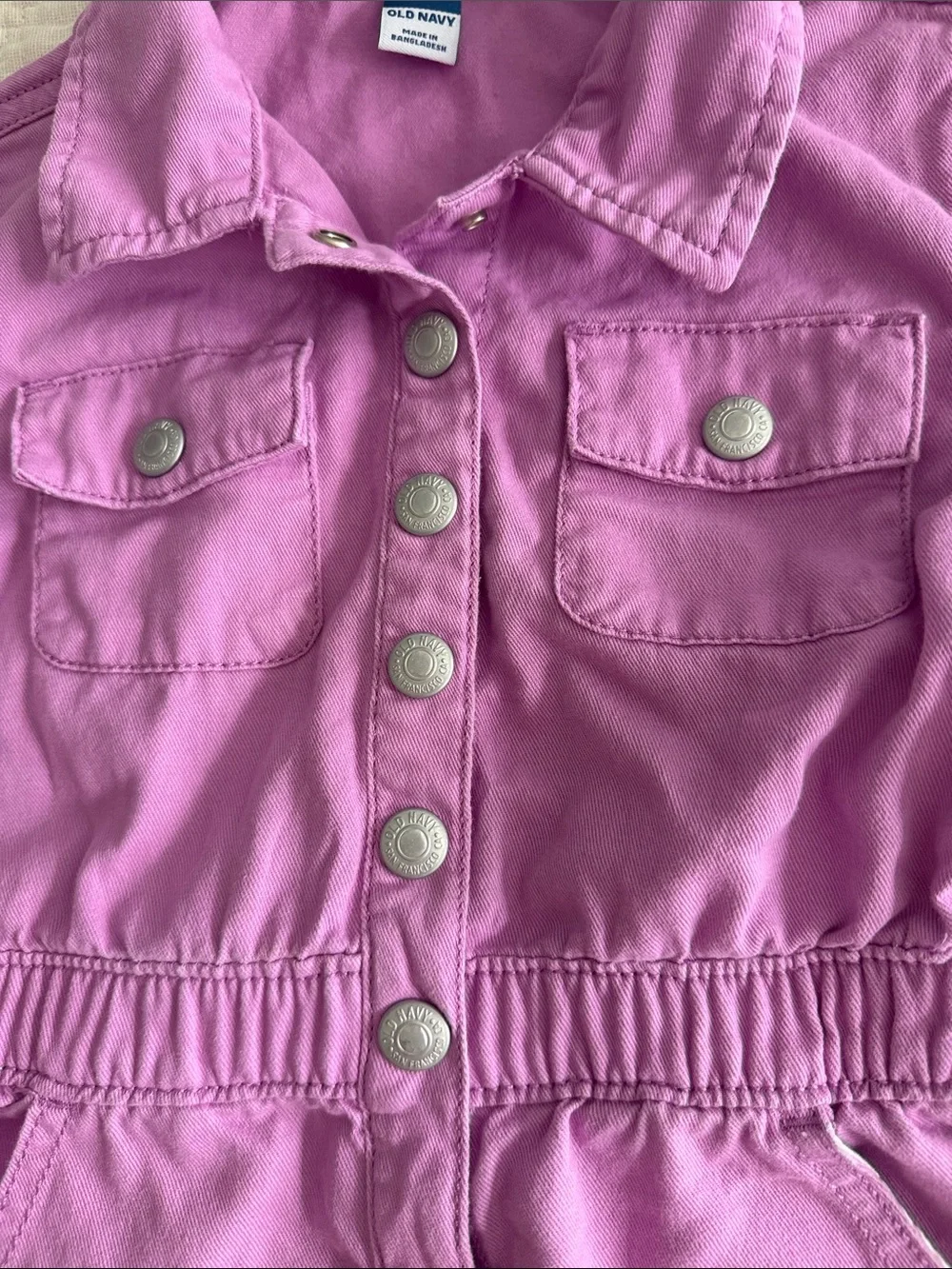 Old Navy Short-Sleeve Utility Pocket Jumpsuit 4T Toddler Girls Lavender Purple